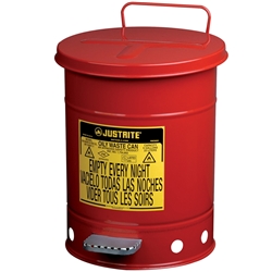 NEW Justrite RM 08201 Oily Waste Can Red 6-Gal Oil Rag Shop Metal Steel Bin 