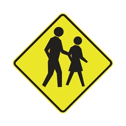 Lime Green Pedestrian Crossing Sign  600mm