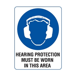Mandatory Sign - Hearing Protection Must Be Worn Poly Sign 300x225mm