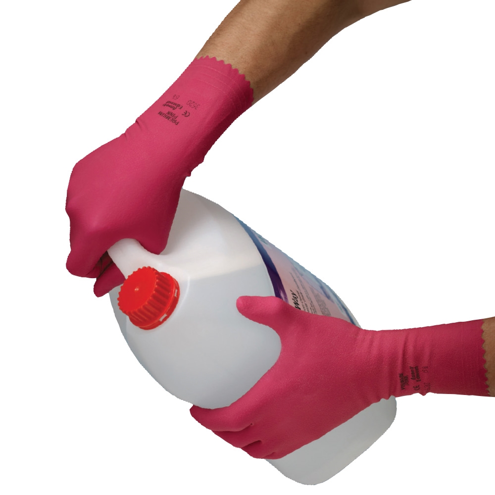 pink latex gloves