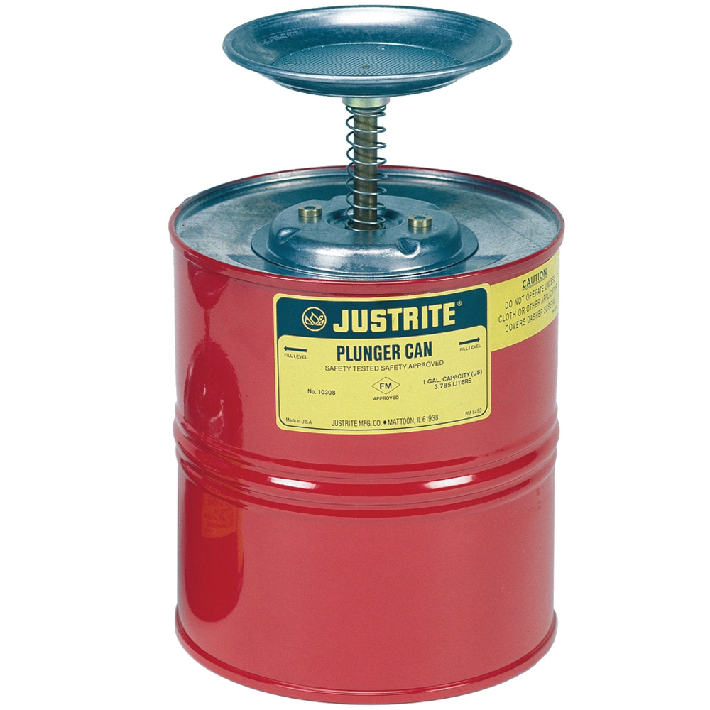 JUSTRITE 10208 Plunger Can,1/2 Gal.,Galvanized Steel 
