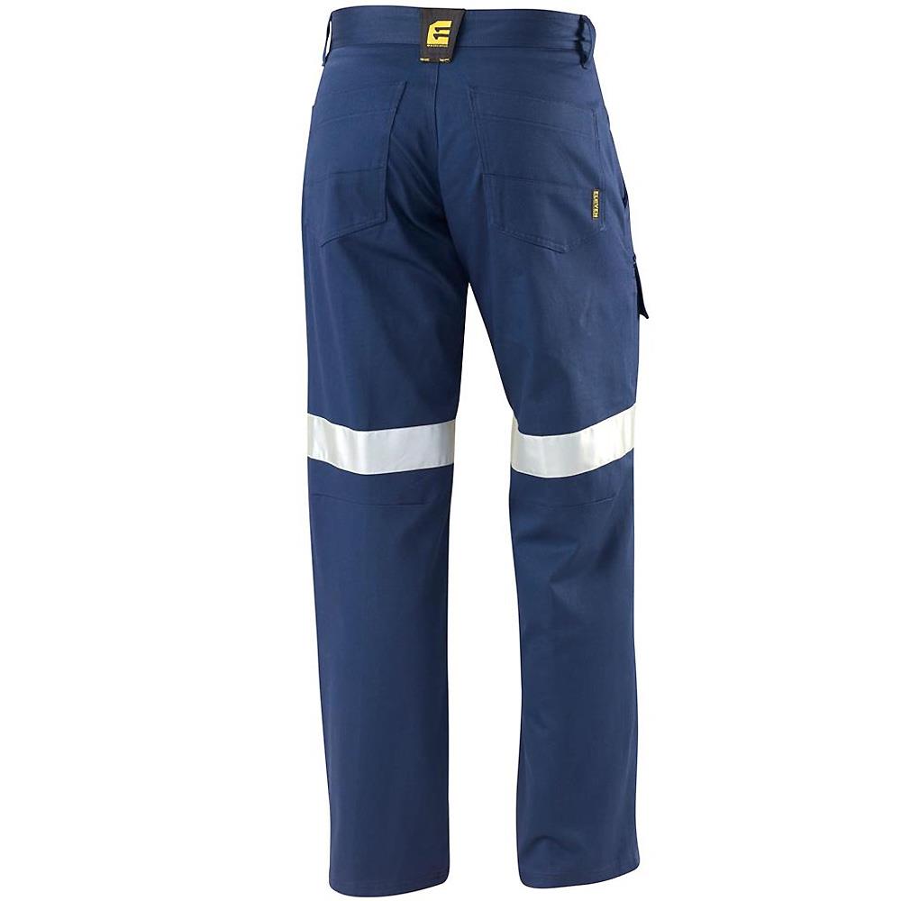 Cargo Work Pants Hi Vis Pant Cotton Drill 3M Tape Tradie AU Standard Trousers 