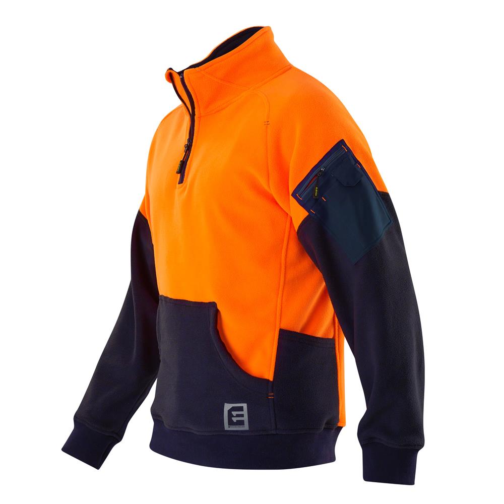 ELEVEN Workwear Qtr Zip Hi Vis Polar Fleece Spliced Jumper