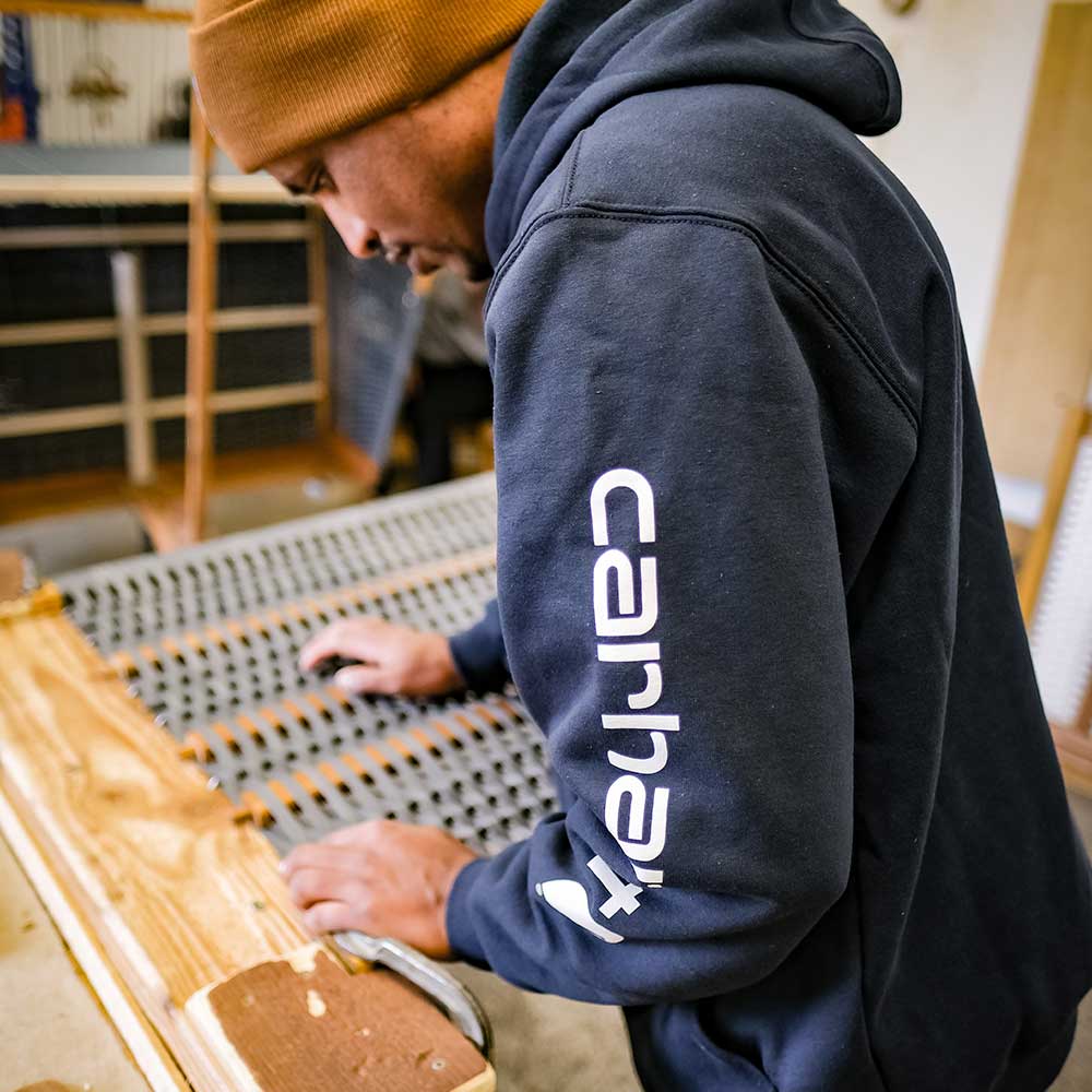 Carhartt midweight hooded logo sleeve 2025 sweatshirt