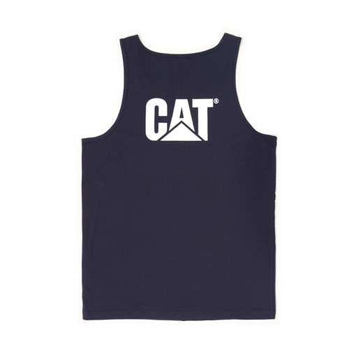 Trademark Singlet Navy Rear logo