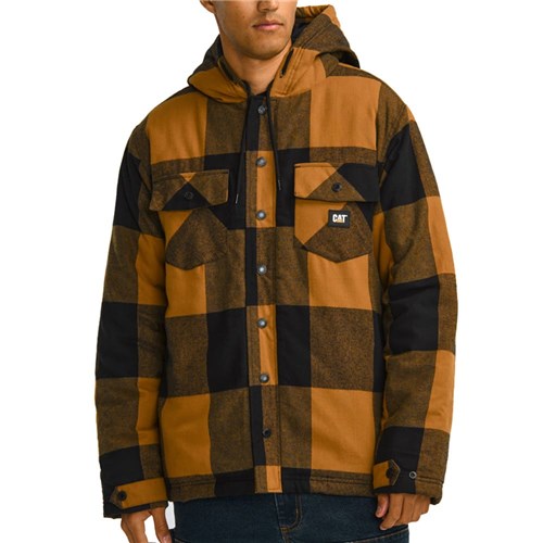 CAT® Workwear Hooded Flannel Shirt Jacket - Black Bronze