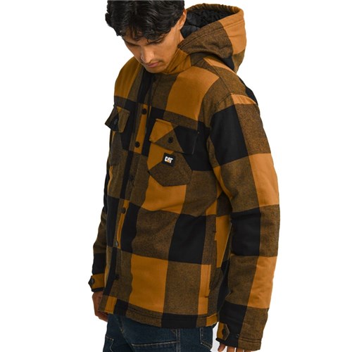 Hooded flannel shirt jacket