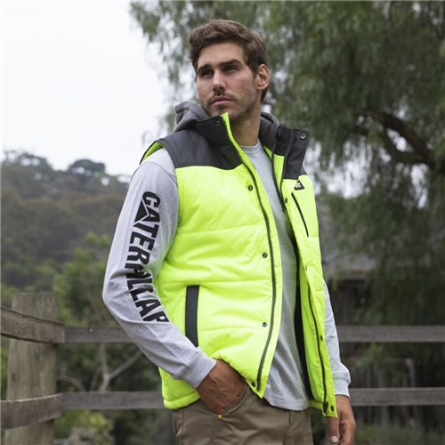 CAT Mens Hi Vis Hooded Vest