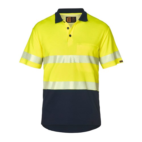 ELEVEN Workwear Spliced Hi-Vis 'Hoop' Taped Cotton Back Polo Shirt