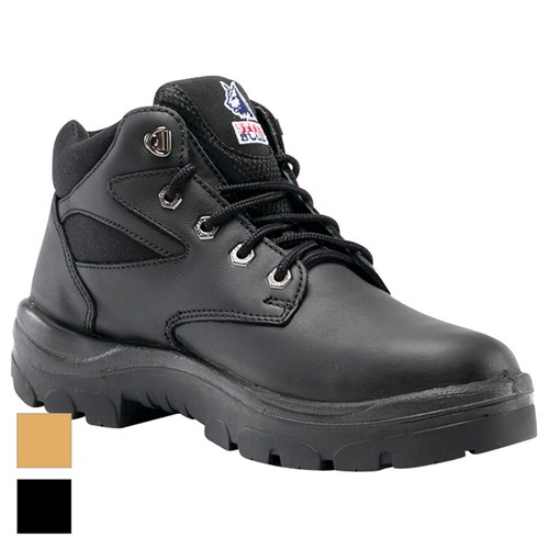 black slip on steel toe boots