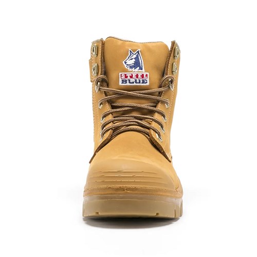 Steel blue argyle lace up safety boot