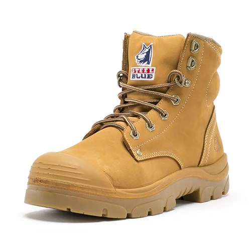 Steel blue argyle safety boots