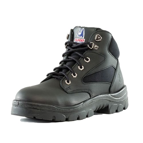 Women's Black steel toe boots - Zip Sided