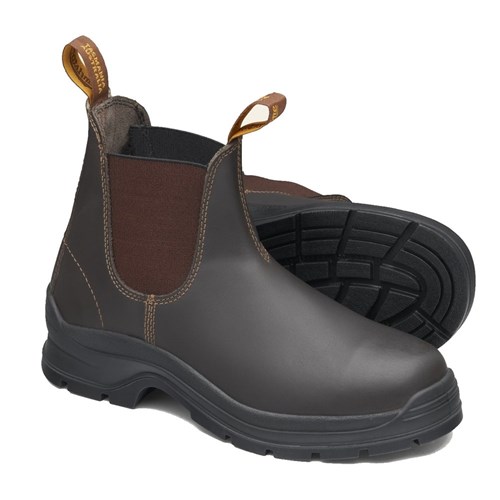 Brown waxy leather elastic side boot