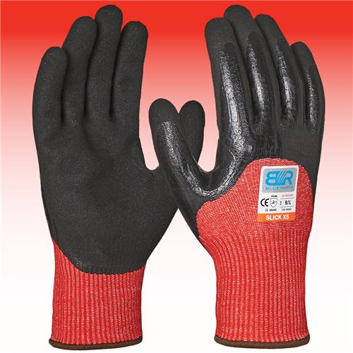Blue Rapta 'SLICK X5' Cut Resistant ¾ Nitrile Coat w/ Sandy Palm Gloves 