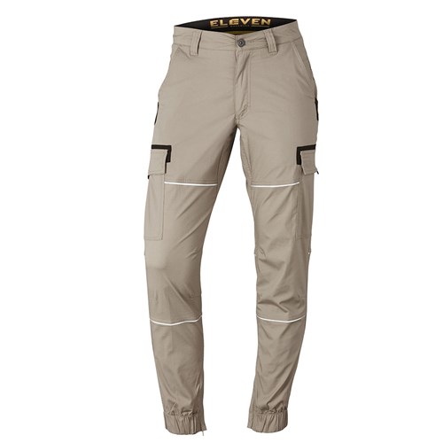 Khaki stretch cargo pants for men