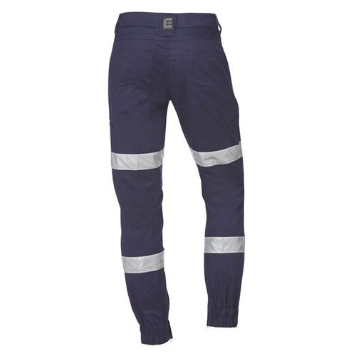 Cuffed cargo work pants with reflective tape