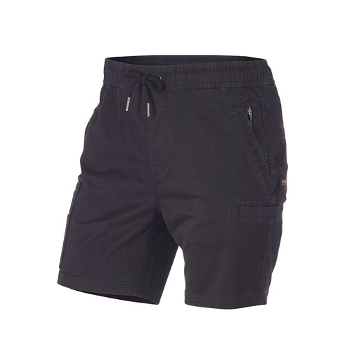 Black elastic waist work shorts