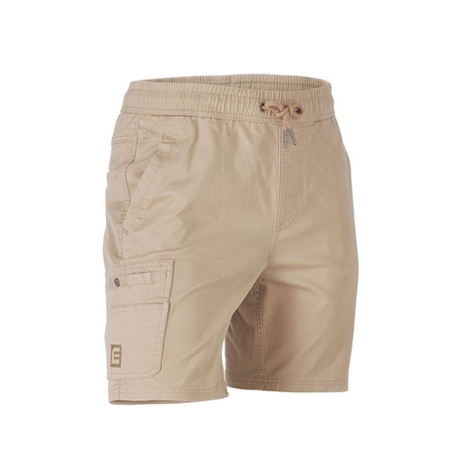 Khaki work shorts with elastic waist?