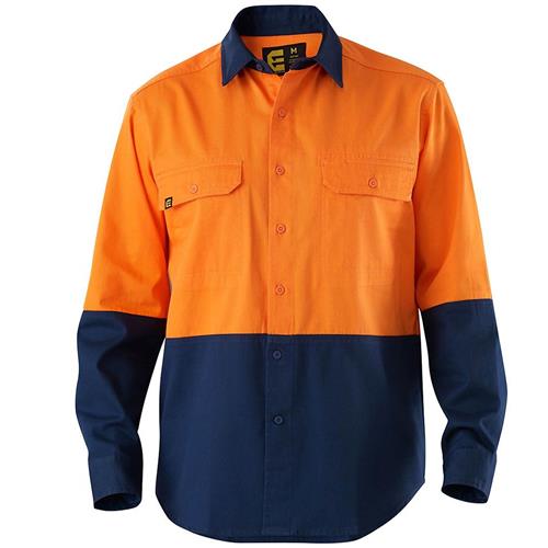 Orange Hi-Vis L/S Drill Spliced Shirt
