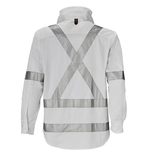 White Hi Vis Long Sleeve Shirt with Reflective Tape