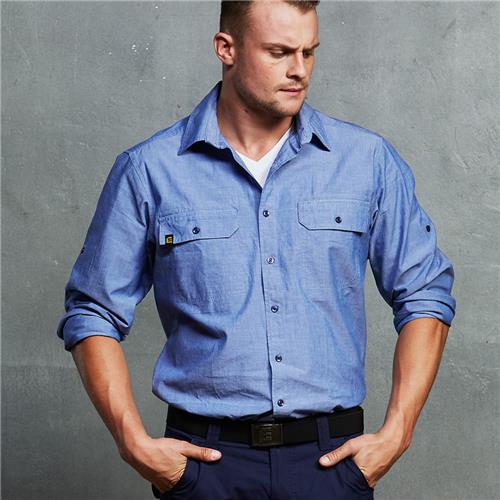 Blue chambray shirt for men