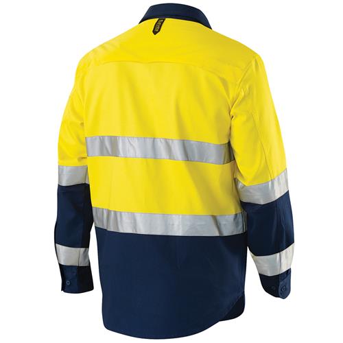 Yellow Spliced Hi-Vis Cotton Drill Shirt with Reflective Tape