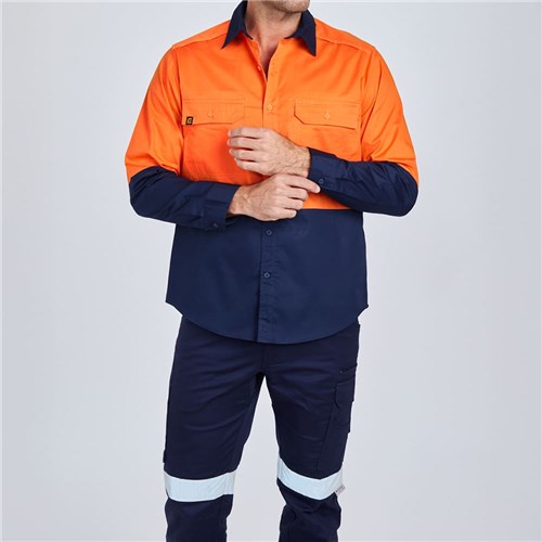 ELEVEN Workwear AEROCOOL Spliced Hi-Vis Feather Drill Shirt Lifestyle