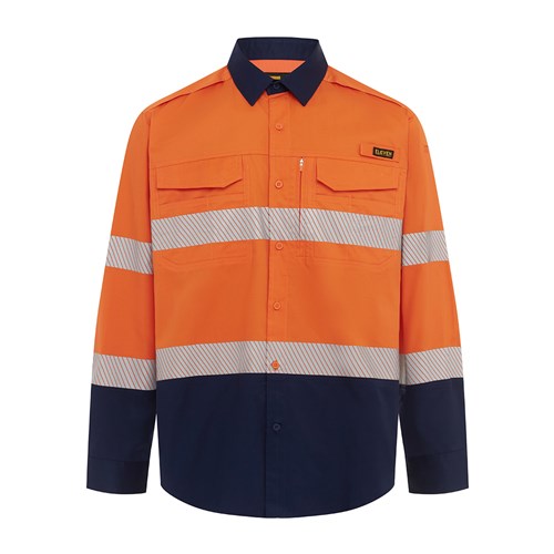 ELEVEN Workwear AntiOdour Taped L/S Shirt - Orange/Navy