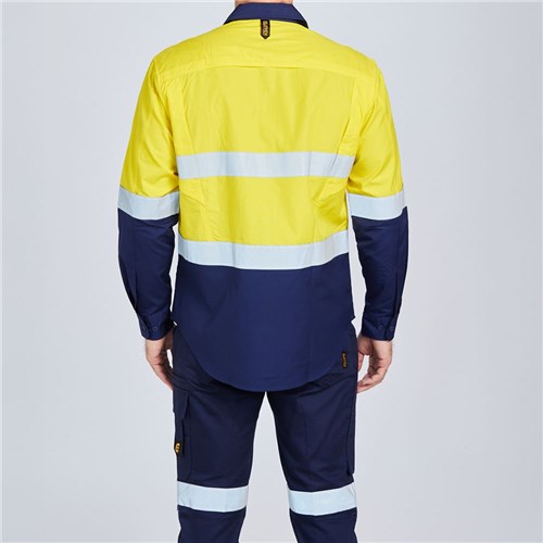 hi vis orange long sleeve shirt Yellow Navy Rear