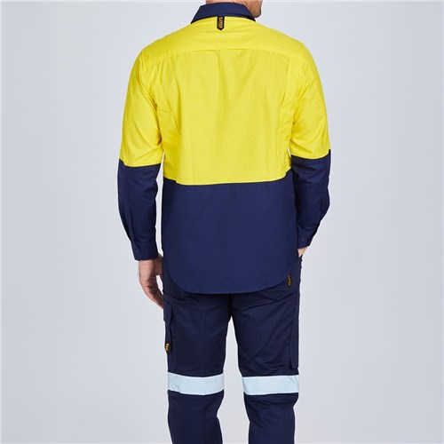 ELEVEN Workwear AEROCOOL Spliced Hi-Vis L/S Shirt Rear