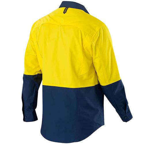 Hi Vis AEROCOOL Spliced Shirt L/S - Yellow Navy