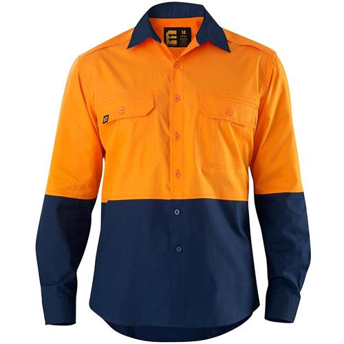 AEROCOOL Spliced Hi-Vis L/S Shirt - Orange Navy