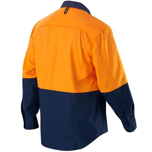 Hi Vis AEROCOOL Spliced Long Sleeve Shirt made from breathable Cotton Ripstop