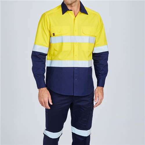 ELEVEN Workwear AEROCOOL Spliced Hi-Vis 3M™ 'Hoop' Taped Cotton Ripstop L/S Shirt Lifestyle
