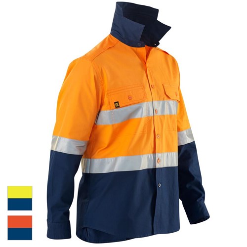 ELEVEN Workwear AEROCOOL Spliced Hi-Vis 3M™ 'Hoop' Taped Cotton Ripstop L/S Shirt