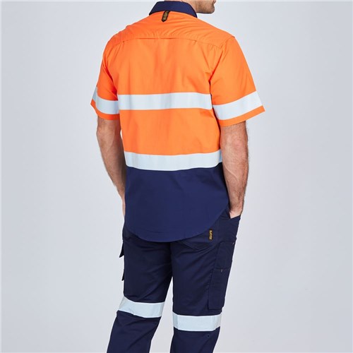 Hi vis short sleeve shirts - Orange Navy Rear