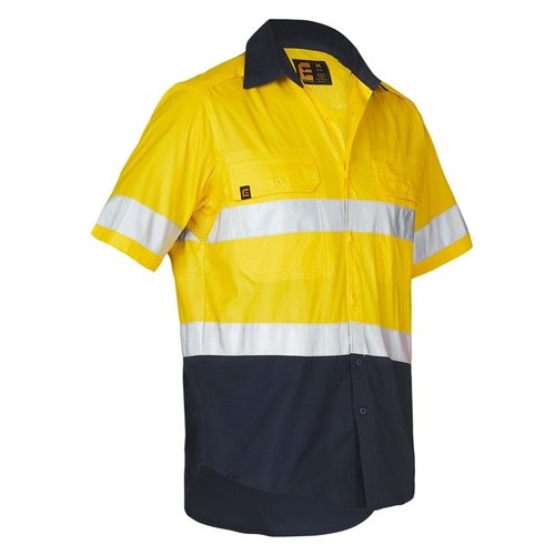 Hi vis short sleeve shirts - Yellow Navy