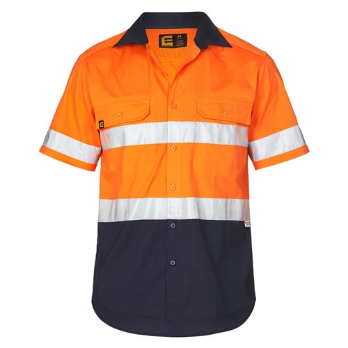 Hi vis short sleeve shirts - Orange Navy