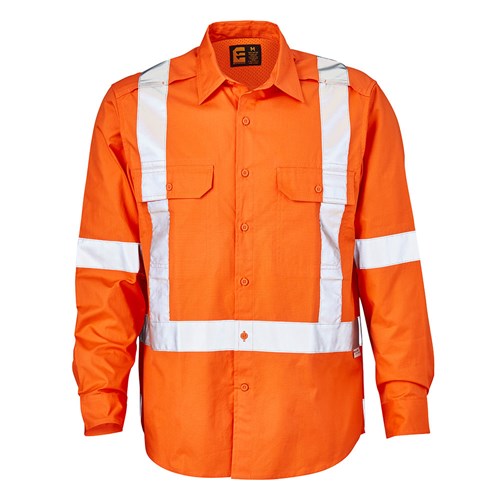 ELEVEN Workwear AEROCOOL Hi-Vis 'X' Taped L/S Shirt