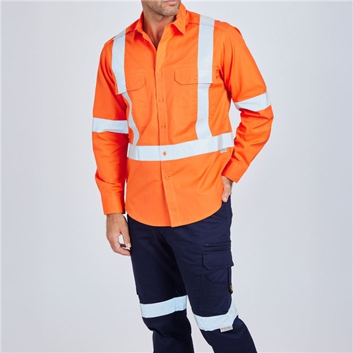ELEVEN Workwear AEROCOOL Hi-Vis 'X' Taped Shirt Lifestyle