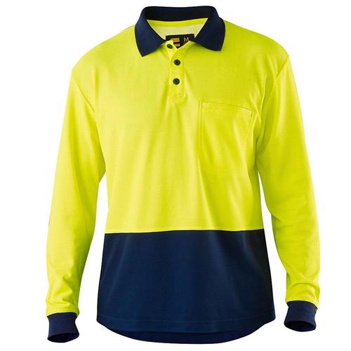 Yellow hi vis long sleeve polo shirt
