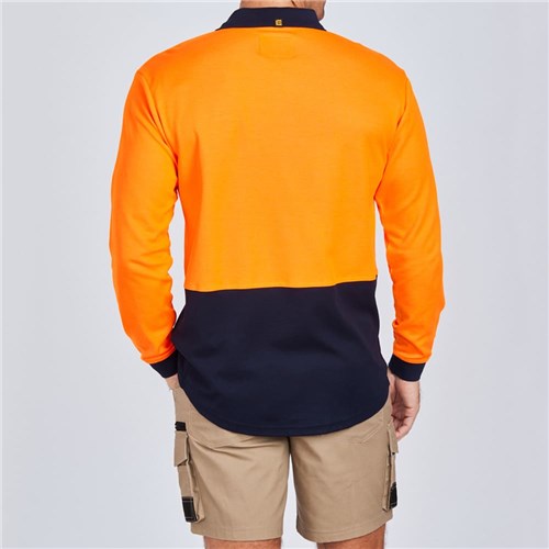 ELEVEN Workwear Spliced Cotton Back Hi-Vis L/S Polo Shirt - Back