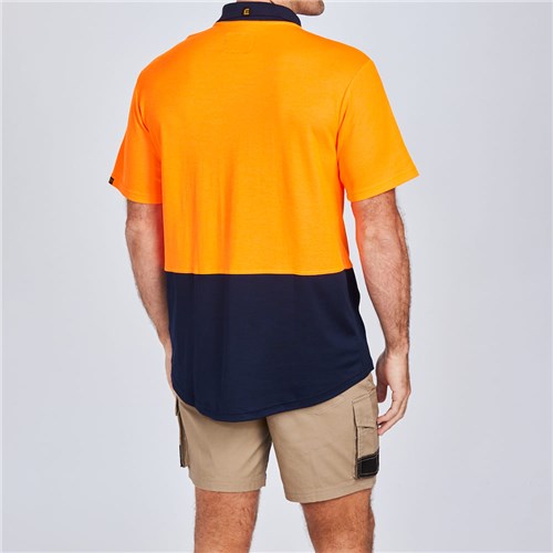 ELEVEN Workwear Spliced Hi-Vis Cotton Back Polo Shirt - Lifestyle Back