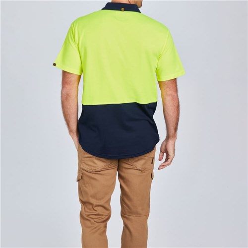 ELEVEN Workwear Spliced Hi-Vis Cotton Back Polo Shirt - Lifestyle Back