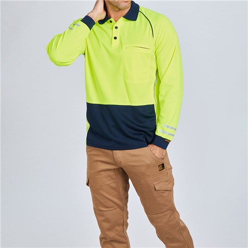 ELEVEN Workwear Spliced Hi-Vis Micromesh Polo Shirt - Yellow Lifestyle