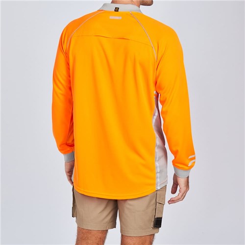 ELEVEN Workwear AEROCOOL Hi-Vis  Long Sleeve Polo Back