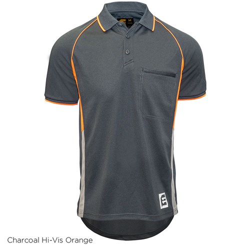 ELEVEN Workwear AEROCOOL Team Polo - Charcoal Orange