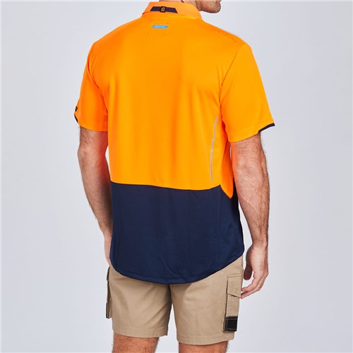 ELEVEN Workwear AEROCHILL Spliced Hi-Vis S/S Polo Rear
