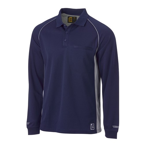 AEROCHILL Raglan L/S Polo - Navy/Silver